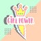 Girl power banner design memphis trendy punchy pastel colors. Multicolor cute color hipster style.