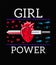 Girl Power - Feminism slogan, Rock print embroidery for T-shirt, fashion patch or badge. Embroidery for rock girl gang