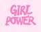 Girl power inscription handwritten with bright pink vivid font. GRL PWR hand lettering. Feminist slogan, phrase or quote. Modern