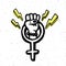 Girl power movement. Doodle style female gender symbol and raised fist on white background. Feminist movement, protest