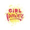 Girl power pink lettering on yellow paint