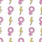 Girl power seamless pattern with flash lightning and female symbols. Pink woman signs and yellow bolts on white