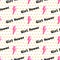 Girl power seamless pattern on white background. Flash lightning with polka dot comics style background