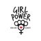 Girl power t-shirt design with feminine symbol. Vector vintage illustration.