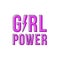 Girl power with thunderbolt. Motivational phrase. Feminist quote. Black outline. Pink. Vector illustration, flat design