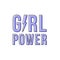 Girl power with thunderbolt. Motivational phrase. Feminist quote. Black outline. Violet. Vector illustration, flat design