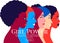 Girl Power. Young multi ethnic women profile