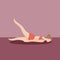 girl practising yoga in locust pose variation. Vector illustration decorative design