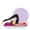 girl practising yoga in plow pose. Vector illustration decorative design