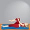girl practising yoga in restorative pose. Vector illustration decorative design
