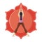 girl practising yoga in wide-legged upward salute pose. Vector illustration decorative design