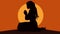 Girl Prayer silhouette. Generative AI