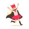 Girl Pretending To Have Super Powers Dressed In Pink Superhero Costume With Black Cape And Cat Mask Smiling Character