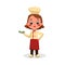 Girl Professional Chef Character Holding Plate with Broccoli, Cute Kid in Uniform and Hat Cooking Tasty Dish Cartoon