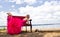 Girl prom dress laying on bench