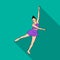 Girl in purple dress dancing on skates on ice.Athlete figure skaters.Olympic sports single icon in flat style vector