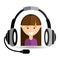 Girl purple shirt headphones for support