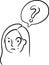 Girl, question, conversation bubble, hand draw line vector illustration