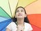 Girl with a rainbow umbrella