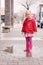 Girl at rainy day in springtime