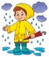 Girl in rainy weather theme image 1