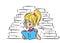 Girl reading a book cartoon illustration