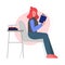Girl Reading a Book, Female College or University Student, Young Woman Enjoying of Reading Literature Vector