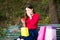 Girl receiving gifts for her birthday