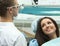 Girl at the reception at the dentist.