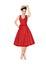 The girl in a red retro dress