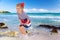 Girl resting on the beach.