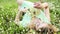 Girl resting on the nature. Beautiful girl lying on the field.