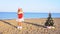 Girl resting at a resort on the beach Christmas new year