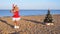 Girl resting at a resort on the beach Christmas new year