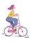 Girl rides a pink bike