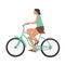 Girl riding bicycle, woman on bike vector