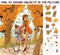 Girl riding a bike in autumn park. Find 10 hidden objects in the picture