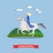 Girl riding a horse, flat design