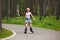 Girl riding rollerblades