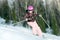 Girl riding on skis