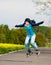 Girl on rollerblades