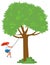 Girl on Rope Swing Hanging on Tree Branch Vector