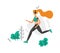 Girl running in park and listen to music or podcast. Woman jogging outdoor. Healthy lifestyle. Runner in headset