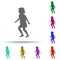 Girl running silhouette multi color style icon. Simple glyph, flat vector of children icons for ui and ux, website or mobile