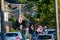 Girl`s 20th birthday celebration with procession of cars and teenagers taking selfies in Gentilly neighborhood