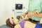 Girl\'s arm diagnosis with an ultrasound