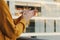 A girl`s hands applauding from her balcony to support those fighting coronavirus