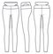 Girl\\\'s Leggings Pants fashion flat sketch template. Women\\\'s cutout Leggings Pants fashion flat cad.
