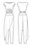 Girl\\\'s Skirt Pants, Crop Top fashion flat sketch template. Loungewear fashion flat cad, set