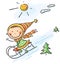 Girl\'s winter activities: sledging